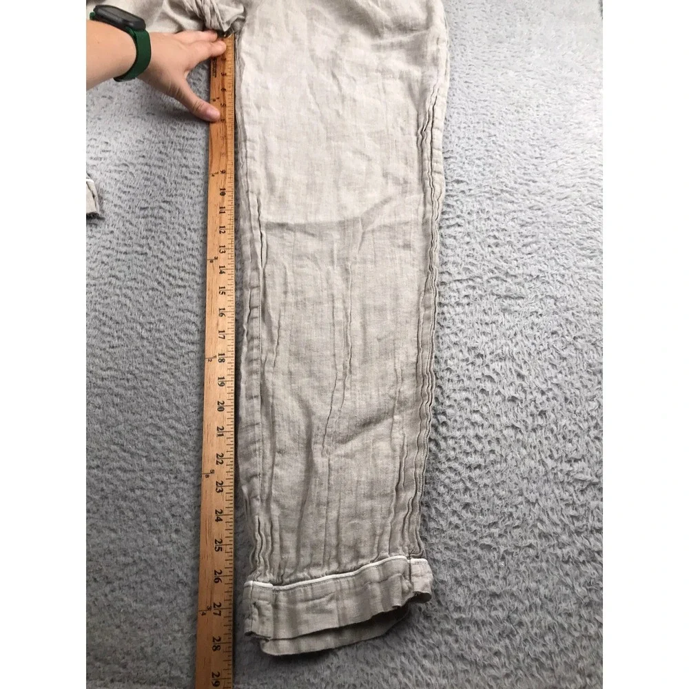 Quince Pants Women M (32x28) Flax 100% European Linen Piping Pull On